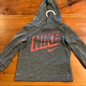Nike Kids Gray Hoodie with Red Logo 18 months dry fit